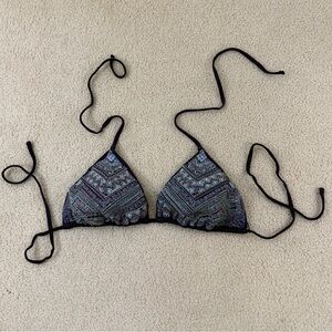Embroidered Bohemian Brown & Blue Triangle Bikini Top